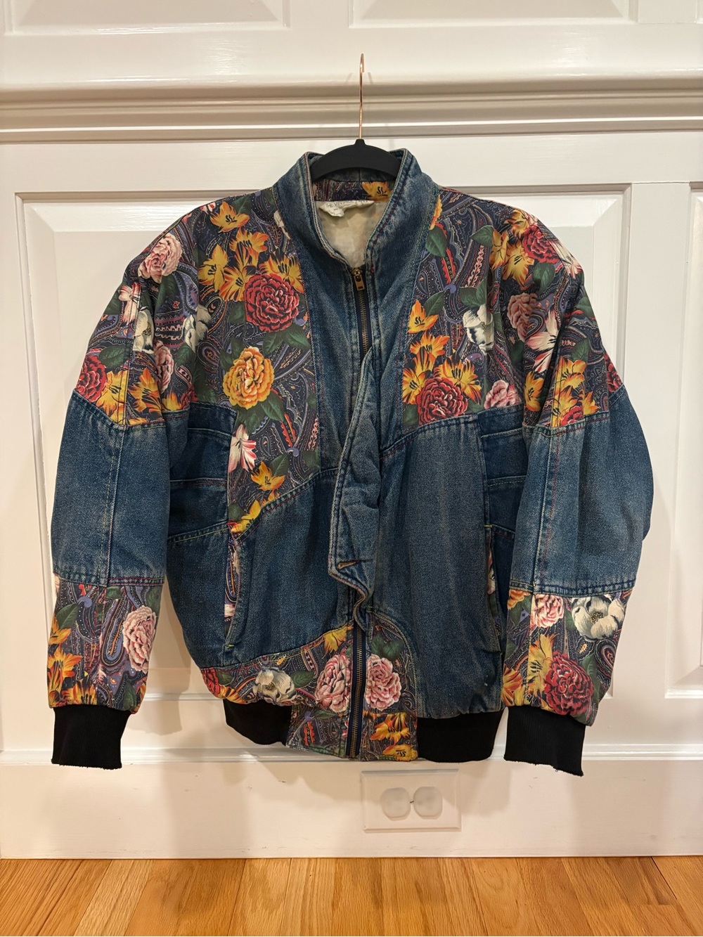 Vintage 90’s Floral Denim Bomber Jacket